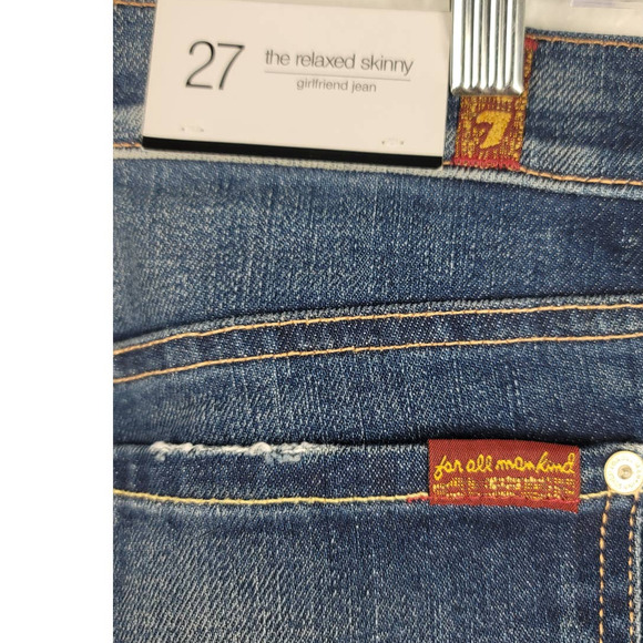 7 For All Mankind The Real Relaxed Skinny The Girlfriend Jeans 27 NWT MSRP $225 - Picture 3 of 7
